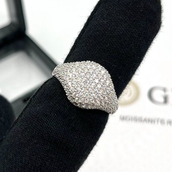 Jewelry - VVS Moissanite ICED Classic Style Ring, Solid 925 Sterling Silver Finger Ring